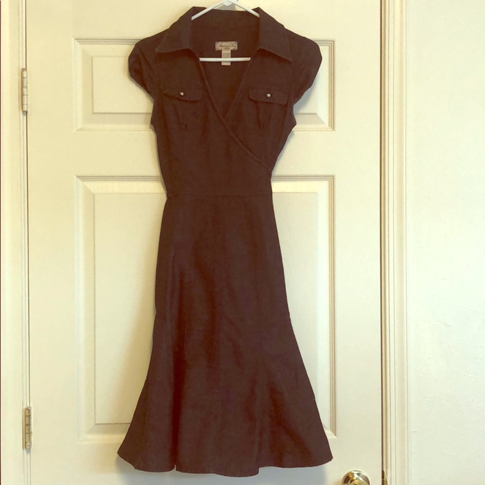 Dark denim wrap dress